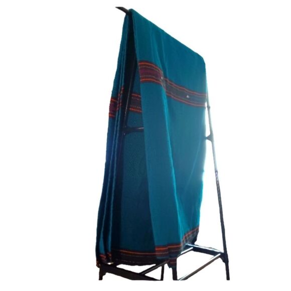 Vintage Large Heavy Weight Twill Turquoise Saddle Carriage Blanket 96X80 - Picture 3 of 9